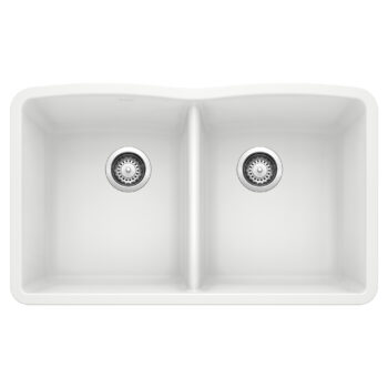 Blanco Diamond SILGRANIT 32" 50/50 Double Bowl Undermount Kitchen Sink - White