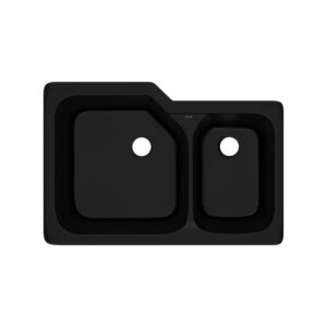 ROHL Allia™ 33″ Fireclay 2 Bowl Undermount Kitchen Sink In Satin Black