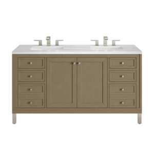 Chicago 60" Double Vanity, Walnut Whisper