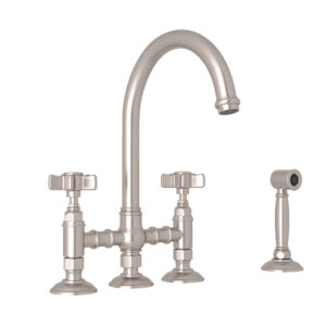 ROHL San Julio® Bridge Kitchen Faucet With Side Spray In Satin Nickel