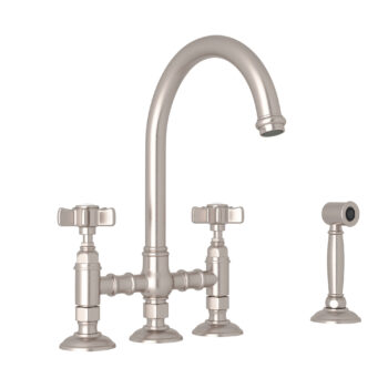 ROHL San Julio® Bridge Kitchen Faucet With Side Spray In Satin Nickel