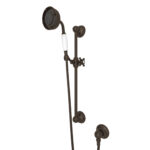ROHL Handshower Set With 22" Slide Bar and 3-Function Handshower In Tuscan Brass
