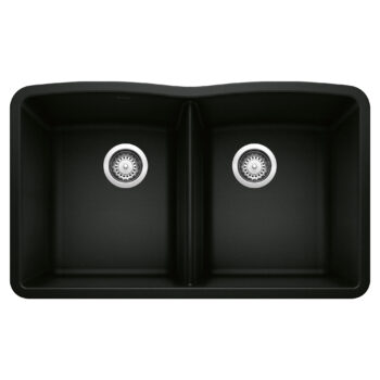 Blanco Diamond SILGRANIT 32" 50/50 Double Bowl Undermount Kitchen Sink - Coal Black