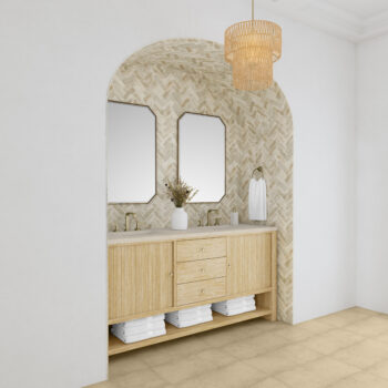 Marigot 72" Double Vanity, Sunwashed Oak w/ 3 CM Eternal Marfil Quartz Top - Image 3