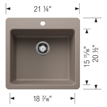 Blanco Liven SILGRANIT 21" Single Bowl Dual Mount Kitchen Sink - Truffle - Image 3