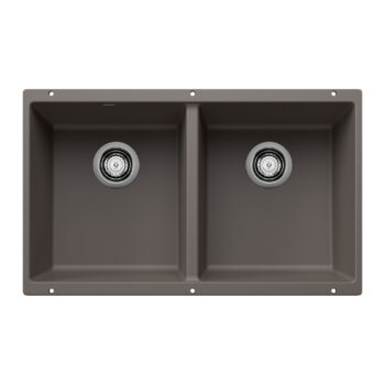 Blanco Precis SILGRANIT 29" 50/50 Double Bowl Undermount Kitchen Sink - Volcano Gray