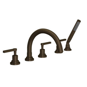ROHL Lombardia® 5-Hole Deck Mount Tub Filler With C-Spout In Tuscan Brass
