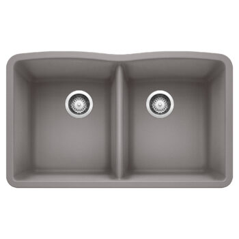 Blanco Diamond SILGRANIT 32" 50/50 Double Bowl Undermount Kitchen Sink - Metallic Gray