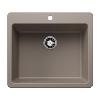 Blanco Liven SILGRANIT 25" Single Bowl Dual Mount Kitchen Sink - Truffle