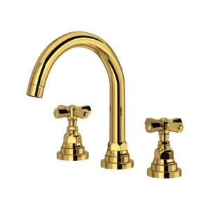 ROHL San Giovanni™ Widespread Lavatory Faucet With C-Spout In Unlacquered Brass