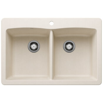 Blanco Diamond SILGRANIT 33" 50/50 Double Bowl Dual Mount Kitchen Sink - Soft White