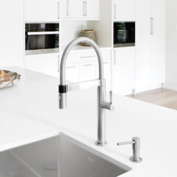 Blanco Blancoculina Mini Semi-Pro Pull-Down Dual-Spray Kitchen Faucet 1.8 GPM - Classic Steel - Image 2
