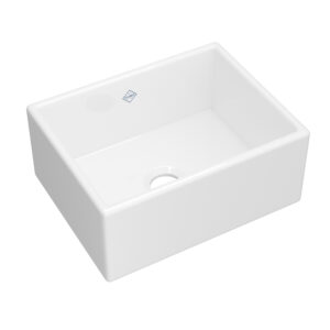 Shaws Shaker™ 24″ Single Bowl Farmhouse Apron Front Fireclay Kitchen Sink In White (WH)