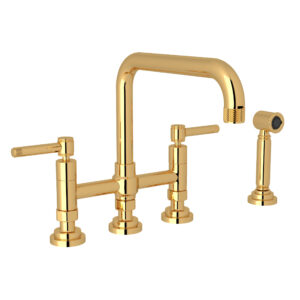 ROHL Campo™ Bridge Kitchen Faucet With Side Spray In Italian Brass