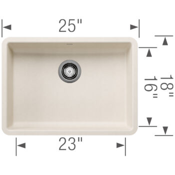 Blanco Precis SILGRANIT 25" ADA Single Bowl Undermount Kitchen Sink - Soft White - Image 3