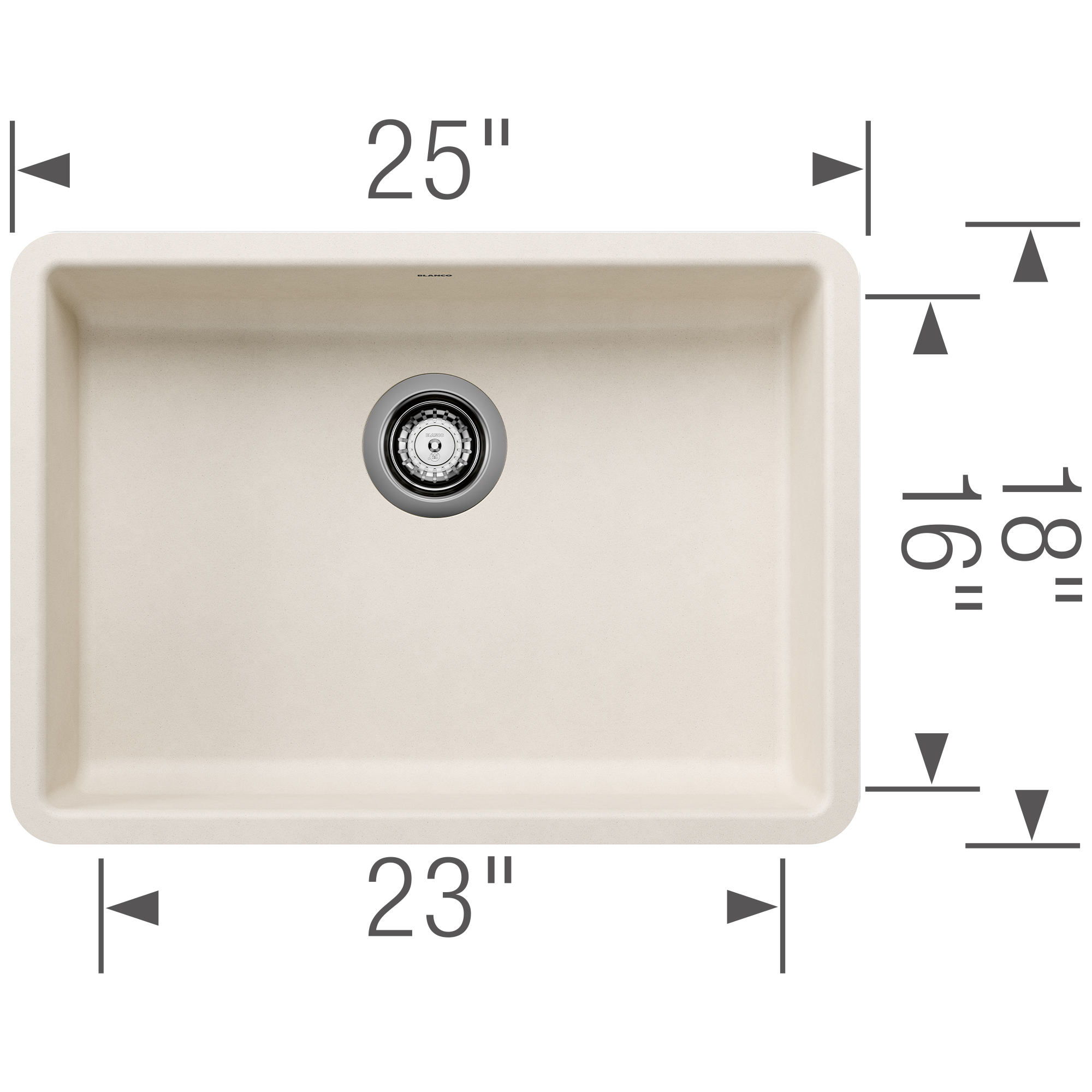 Blanco Precis SILGRANIT 25" ADA Single Bowl Undermount Kitchen Sink - Soft White - Image 3