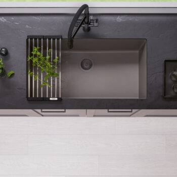 Blanco Precis SILGRANIT 32" Super Single Undermount Kitchen Sink - Volcano Gray - Image 6