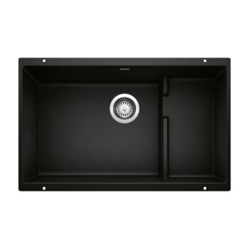 Blanco Precis Cascade SILGRANIT 29" Single Bowl Undermount Kitchen Sink with Colander - Coal Black