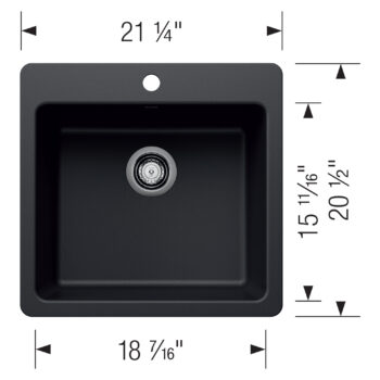 Blanco Liven SILGRANIT 21" Single Bowl Dual Mount Kitchen Sink - Coal Black - Image 4