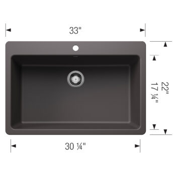 Blanco Liven SILGRANIT 33" Super Single Dual Mount Kitchen Sink - Cinder - Image 3