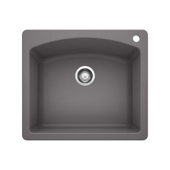 Blanco Diamond SILGRANIT 25" Single Bowl Dual Mount Kitchen Sink - Cinder