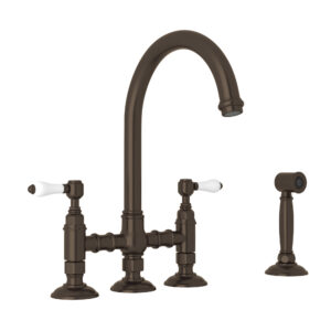 ROHL San Julio® Bridge Kitchen Faucet With Side Spray In Tuscan Brass