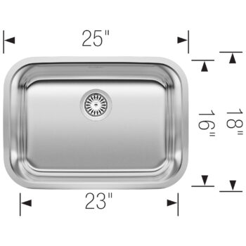 Blanco Stellar 25" Single Bowl Undermount Stainless Steel Kitchen Sink - Image 3