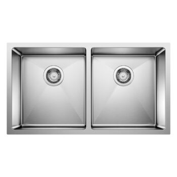 Blanco Quatrus R15 32" 50/50 Double Bowl Undermount Stainless Steel Kitchen Sink