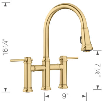 Blanco Empressa Pull-Down Dual-Spray Bridge Faucet 1.5 GPM - Satin Gold - Image 8