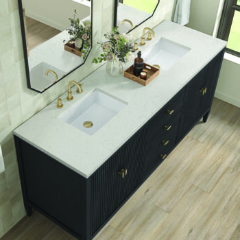 Myrrin 72" Double Vanity, Carbon Oak w/ 3 CM Lime Delight Quartz Top - Image 5