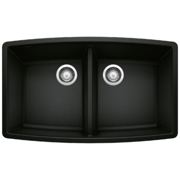 Blanco Performa SILGRANIT 33" 50/50 Double Bowl Undermount Kitchen Sink - Coal Black