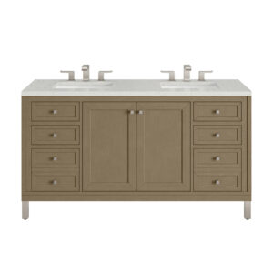 Chicago 60" Double Vanity, Walnut Whisper