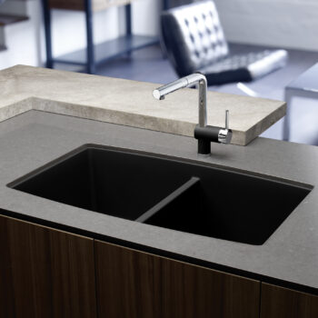 Blanco Performa SILGRANIT 33" 50/50 Double Bowl Undermount Kitchen Sink - Anthracite - Image 2