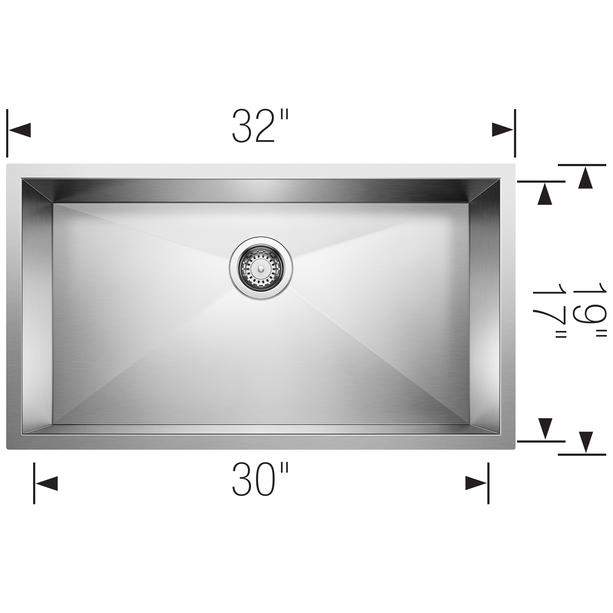 Blanco Precision R0 32" Super Single Bowl Undermount Stainless Steel Kitchen Sink - Image 3