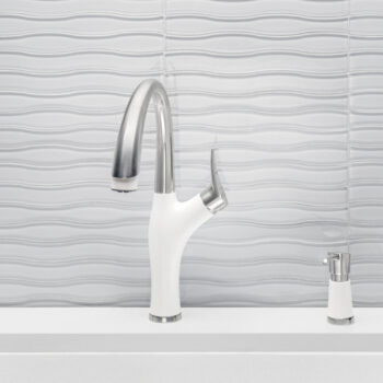 Blanco Artona Pull-Down Dual-Spray Kitchen Faucet 1.5 GPM - PVD Steel/White - Image 6