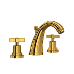 ROHL Lombardia® Widespread Lavatory Faucet With C-Spout In Unlacquered Brass