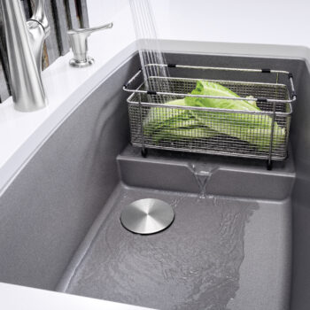 Blanco Performa Cascade SILGRANIT 32" Single Bowl Undermount Kitchen Sink with Colander - Metallic Gray - Image 6