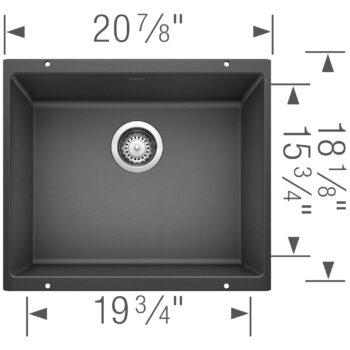 Blanco Precis SILGRANIT 21" Single Bowl Undermount Kitchen Sink - Anthracite - Image 3