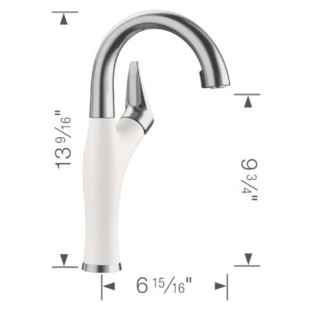 Blanco Artona Pull-Down Dual-Spray Bar Faucet 1.5 GPM - PVD Steel/White - Image 3