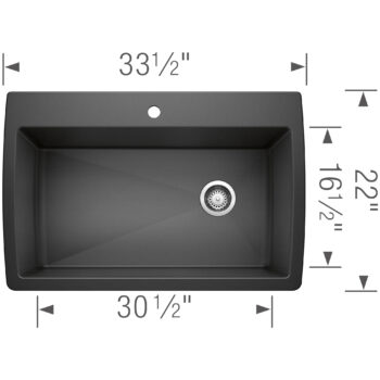 Blanco Diamond SILGRANIT 33" Super Single Dual Mount Kitchen Sink - Anthracite - Image 4