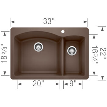 Blanco Diamond SILGRANIT 33" 70/30 Double Bowl Dual Mount Kitchen Sink - Café - Image 3
