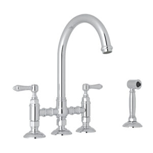 ROHL San Julio® Bridge Kitchen Faucet With Side Spray In Polished Chrome