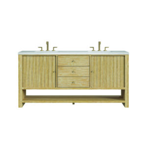 Marigot Single 72″ Double Vanity, Sunwashed Oak w/ 3 CM Arctic Fall Solid Surface Top