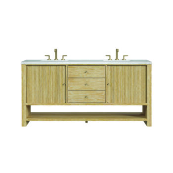 Marigot Single 72" Double Vanity, Sunwashed Oak w/ 3 CM Arctic Fall Solid Surface Top