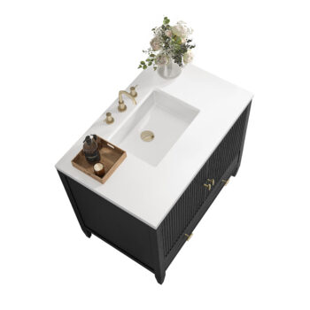 Myrrin 36" Vanity, Carbon Oak w/ 3 CM White Zeus Quartz Top - Image 5