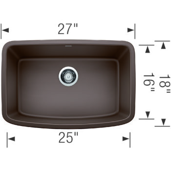 Blanco Valea SILGRANIT 27" Single Bowl Undermount Kitchen Sink - Café - Image 3