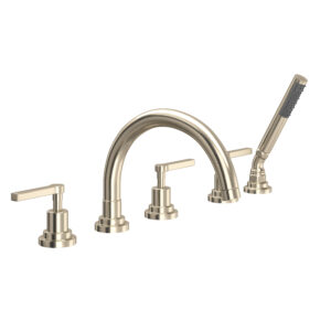 ROHL Lombardia® 5-Hole Deck Mount Tub Filler With C-Spout In Satin Nickel