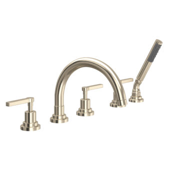 ROHL Lombardia® 5-Hole Deck Mount Tub Filler With C-Spout In Satin Nickel