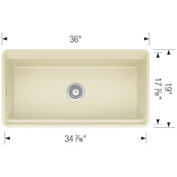 Blanco Profina 36" Single Bowl Apron-Front Fireclay Farmhouse Sink - Biscuit - Image 3