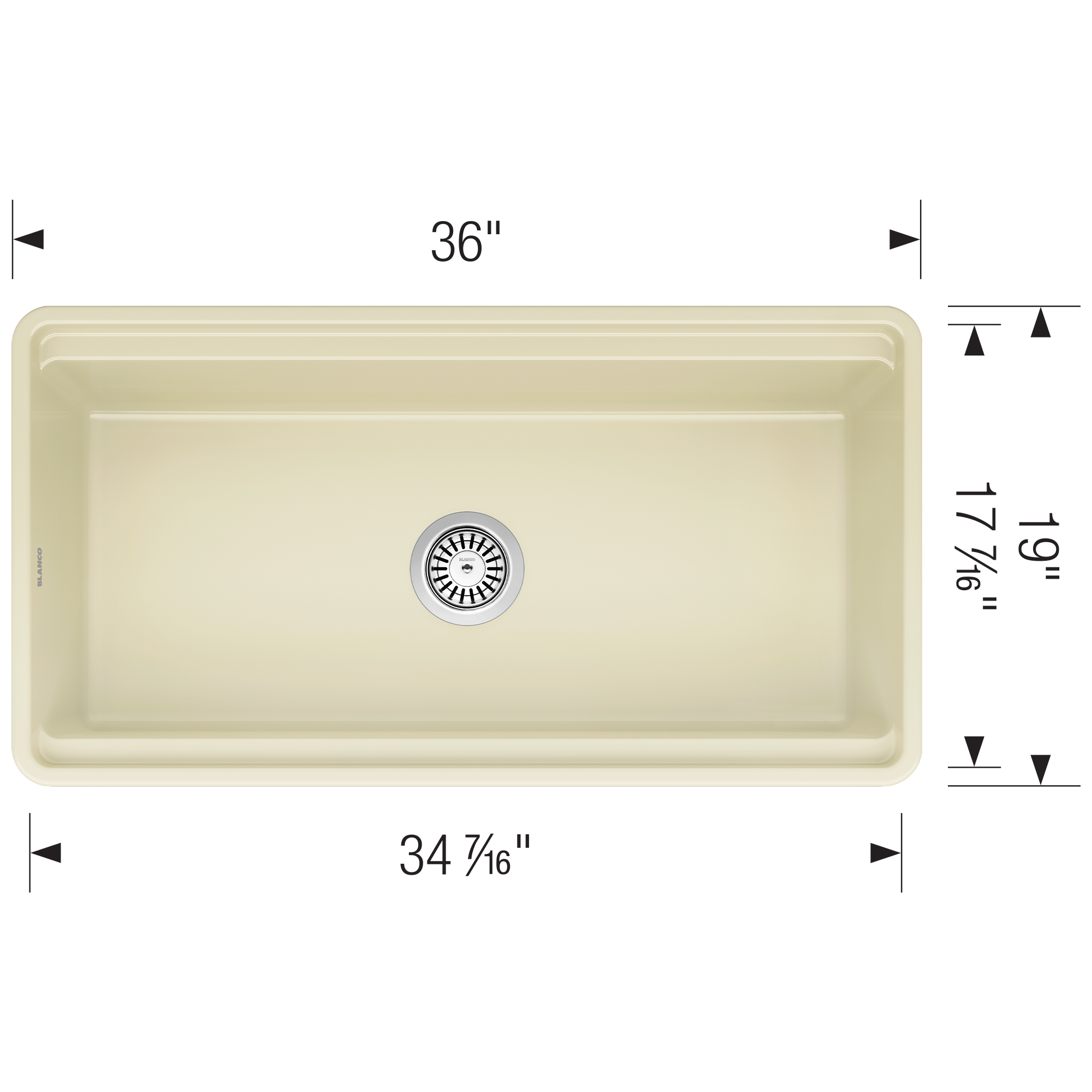 Blanco Profina 36" Single Bowl Apron-Front Fireclay Farmhouse Sink - Biscuit - Image 3